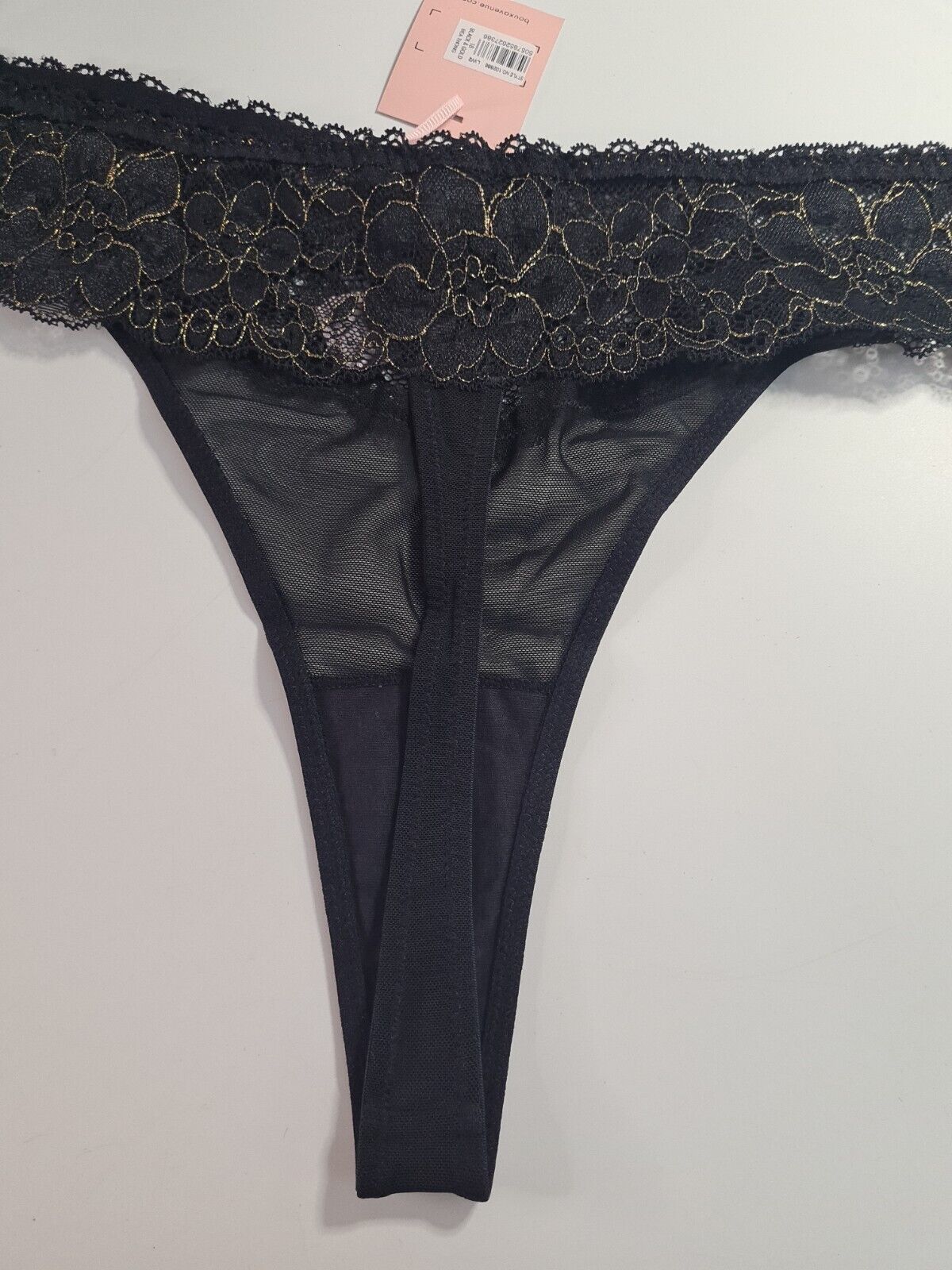 Boux Avenue Bea Black And Gold Thong Size 18 **** VA1