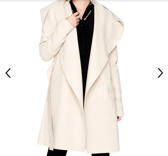 Pepe Runa Beige Cashmere Blend Hooded Coat Size XL. Ref HV4