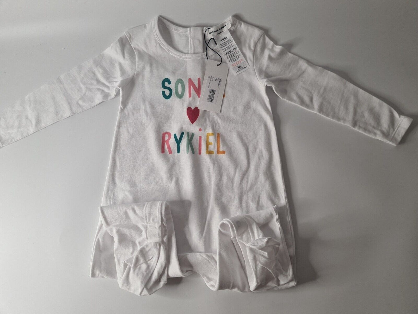 Sonia Rykiel White Marina Baby Grow Sleepsuit Size 6 Months