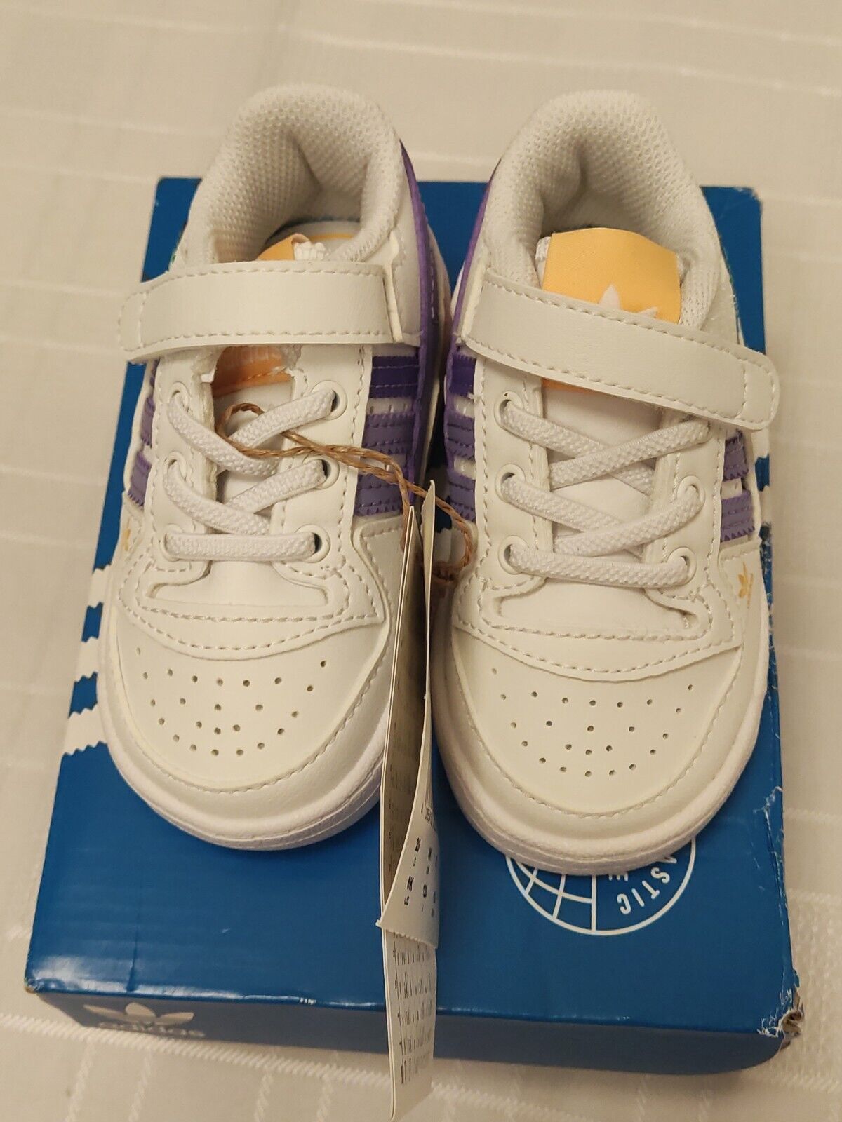 Adidas Infant Forum Low El White Trainers Size 4 **** Ref VS1