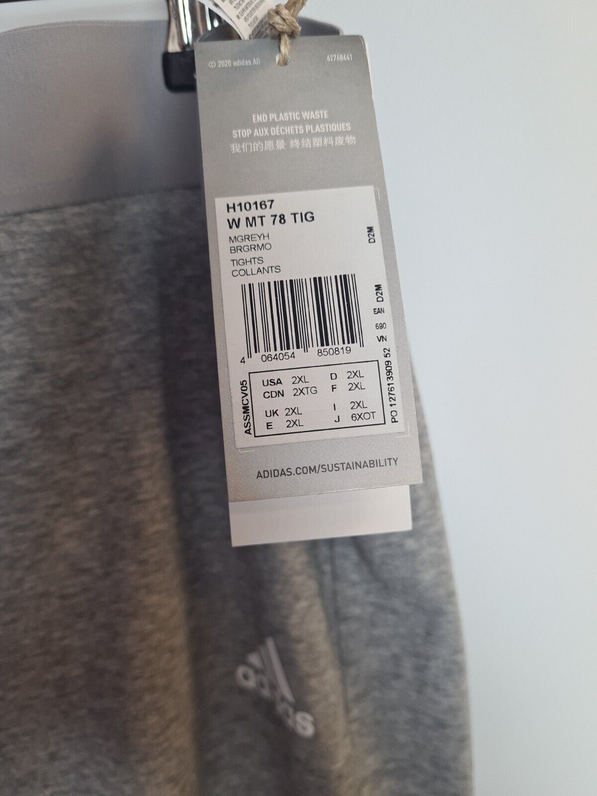 Adidas Womens Grey Leggings MT 78 TIG Size 2XL **** V57