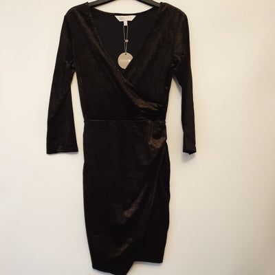 Apricot Black/Gold Velvet Dress Uk8****Ref V104