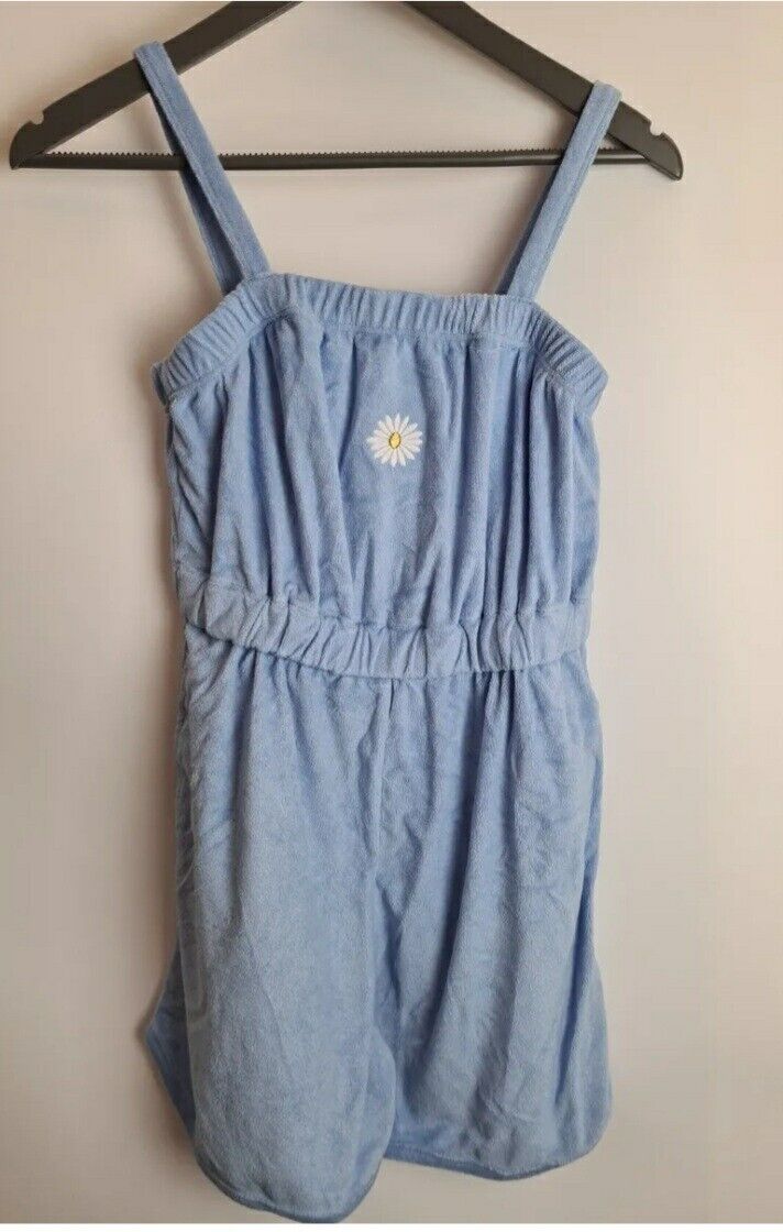 River Island Girls Towelling Playsuit- Blue. Uk 9/10yrs