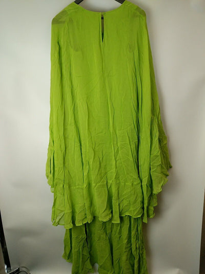 River Island Floaty Cliffron Frill Lime Maxi Dress Size 6 **** V87