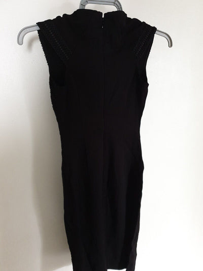 Lipsy Black Embroidered Bodycon Dress Uk6 Ref Lb8