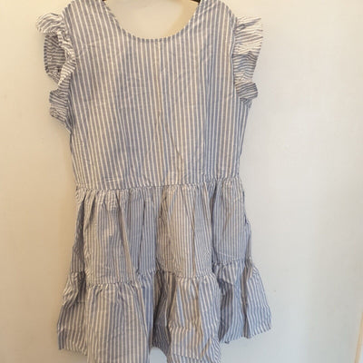 Apricot Mix Blue Stripe Lines Tiered Dress  UK 12 ****Ref V368