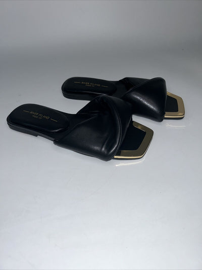 River Island Wide Fit Slider Sandals - Black. UK 2 **** Ref VS1..