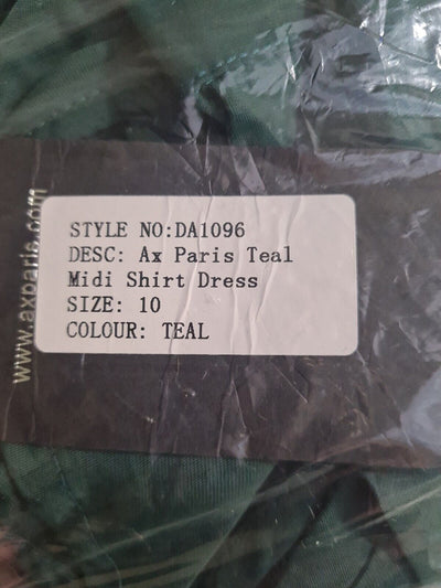 AX Paris Teal Midi Shirt Dress Size 10 ****Ref V43