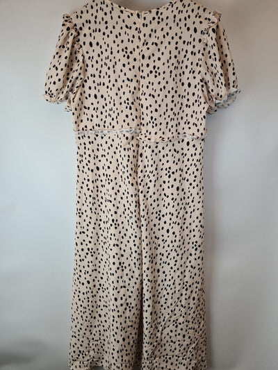 Missguided Ss Ruffle Midaxi Smock Dalmatian Dress Size 10 **** V335