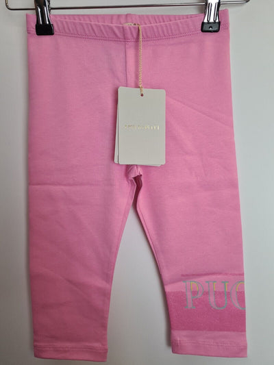 Emilio Pucci Baby Girls Pink Glitter Motif Leggings Size 18 Months **** V261