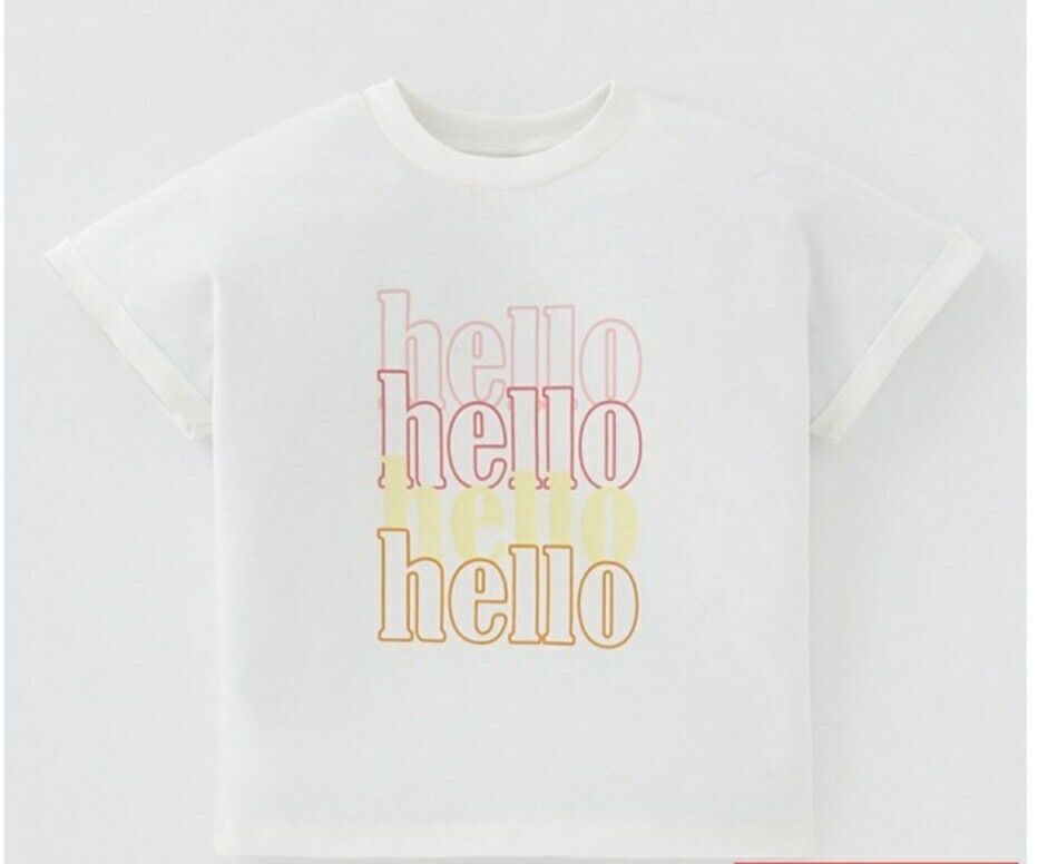 Little Pieces Hello Girls Tshirt White Size 9-10yrs****Ref V377