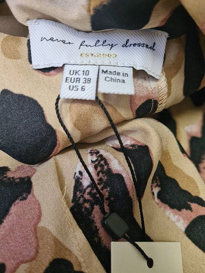Never Fully Dressed Brown Leopard Wrap Dress. UK 10 **** Ref V243