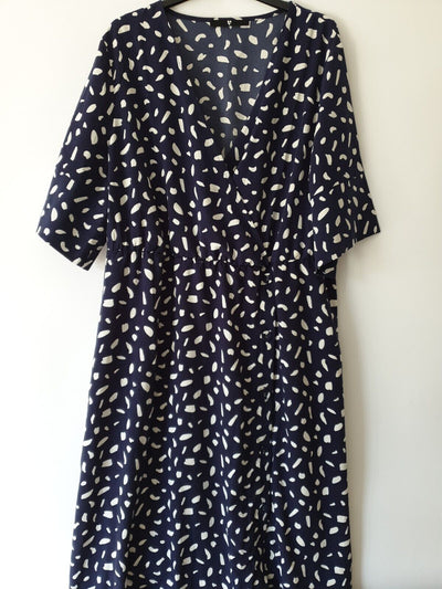 Blue Midi Button Dress Uk20****Ref V380