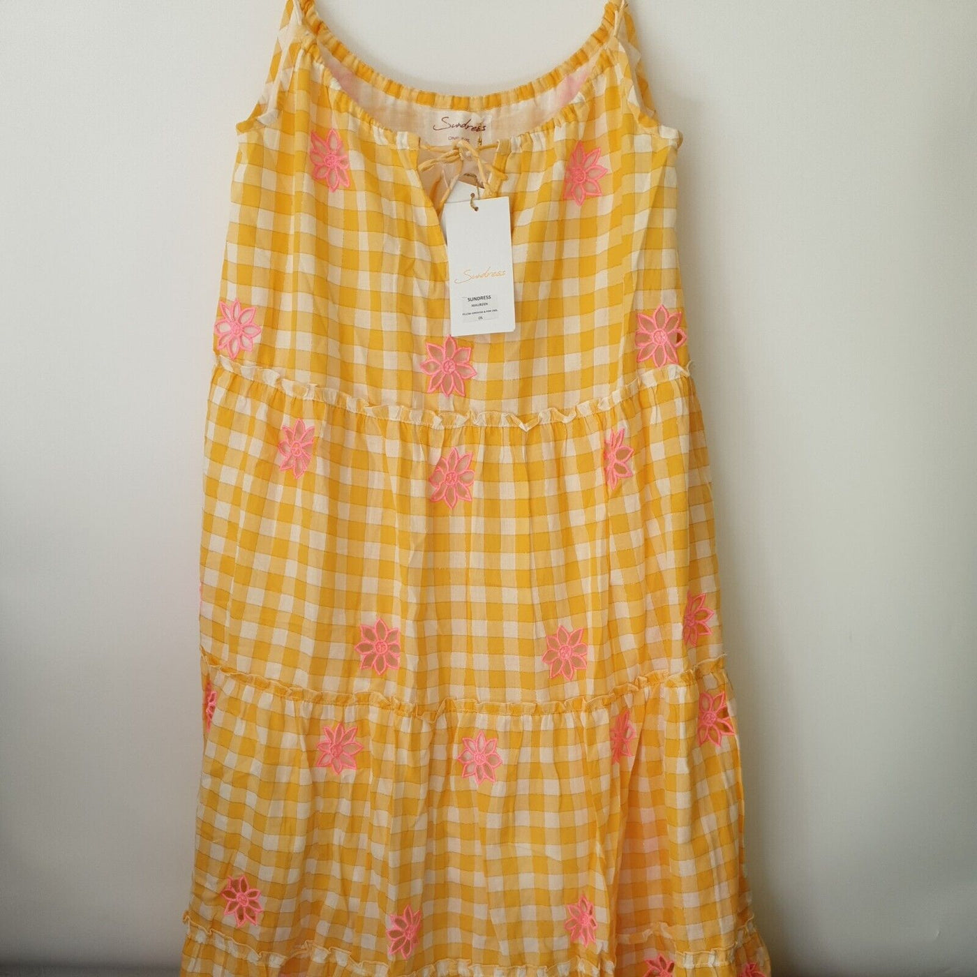 Sundress Yellow Gingham & Pink One Size****Ref V26