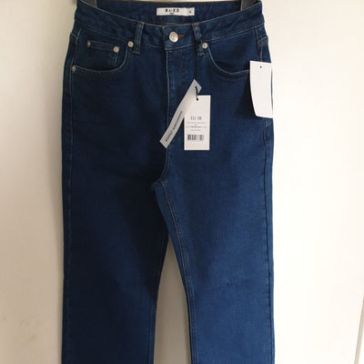 na-kd Straight Leg High Waisted Jeans Mid Blue Size 10 ****Ref V545