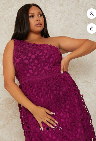 Chi Chi Plus Size One Shoulder Dress Berry Uk22****Ref V440