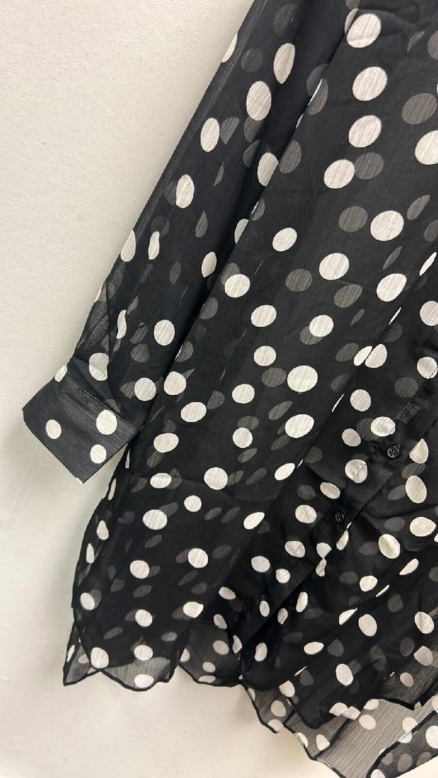 Womens Black Sheer Spotty Long Sleeve Shirt Size 10 **** V455