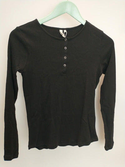 Little Pieces Black Long Sleeve Button Top Girls Size UK 13-14 Years **** V27