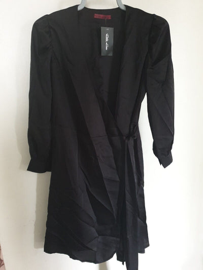 Rita Ross Black Tie Waist Wrap Dress Size XS Ref Hv7