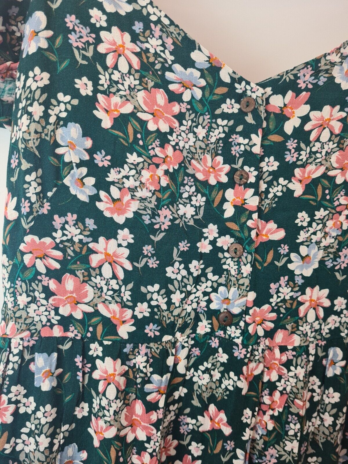 Apricot Green Ditsy Floral Button Front Midi Dress Size 10 **** V30