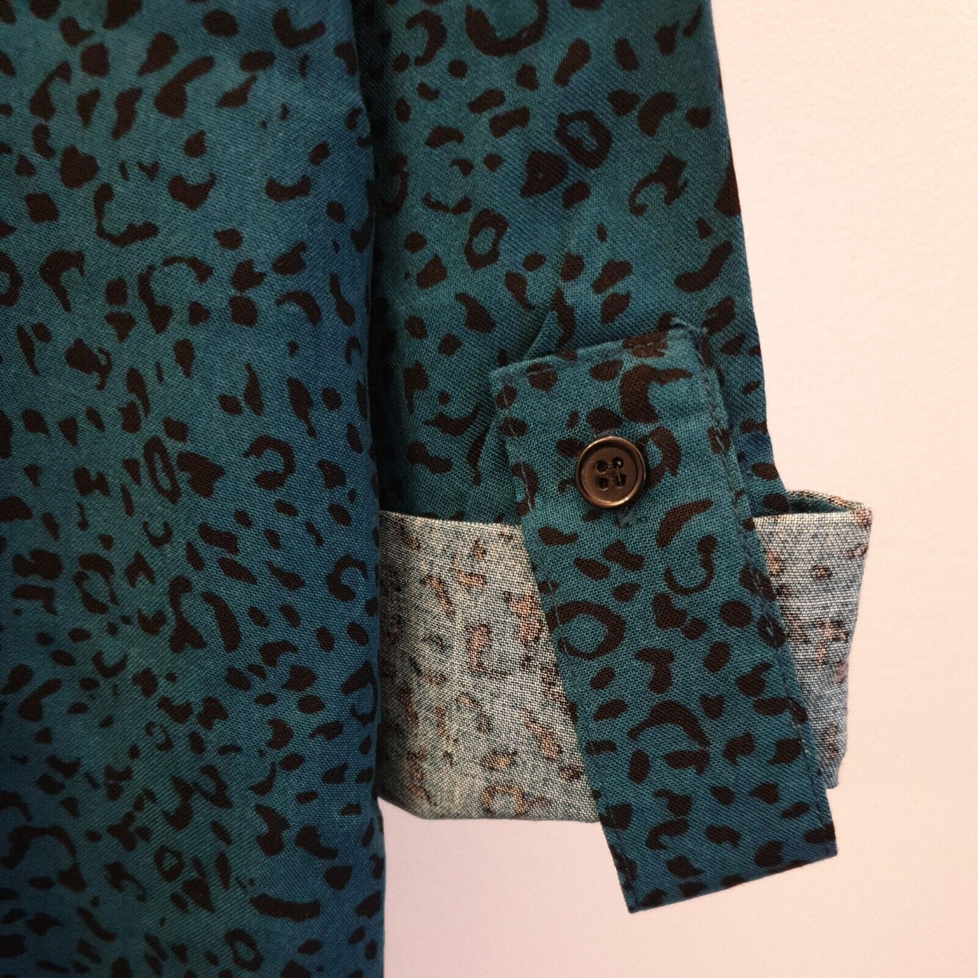 Womens Teal Print Shirt Uk 8 ****Ref V298