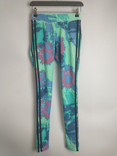 Adidas Sunflower Graphic Leggings - Multi Coloured. UK 8 **** Ref VA1