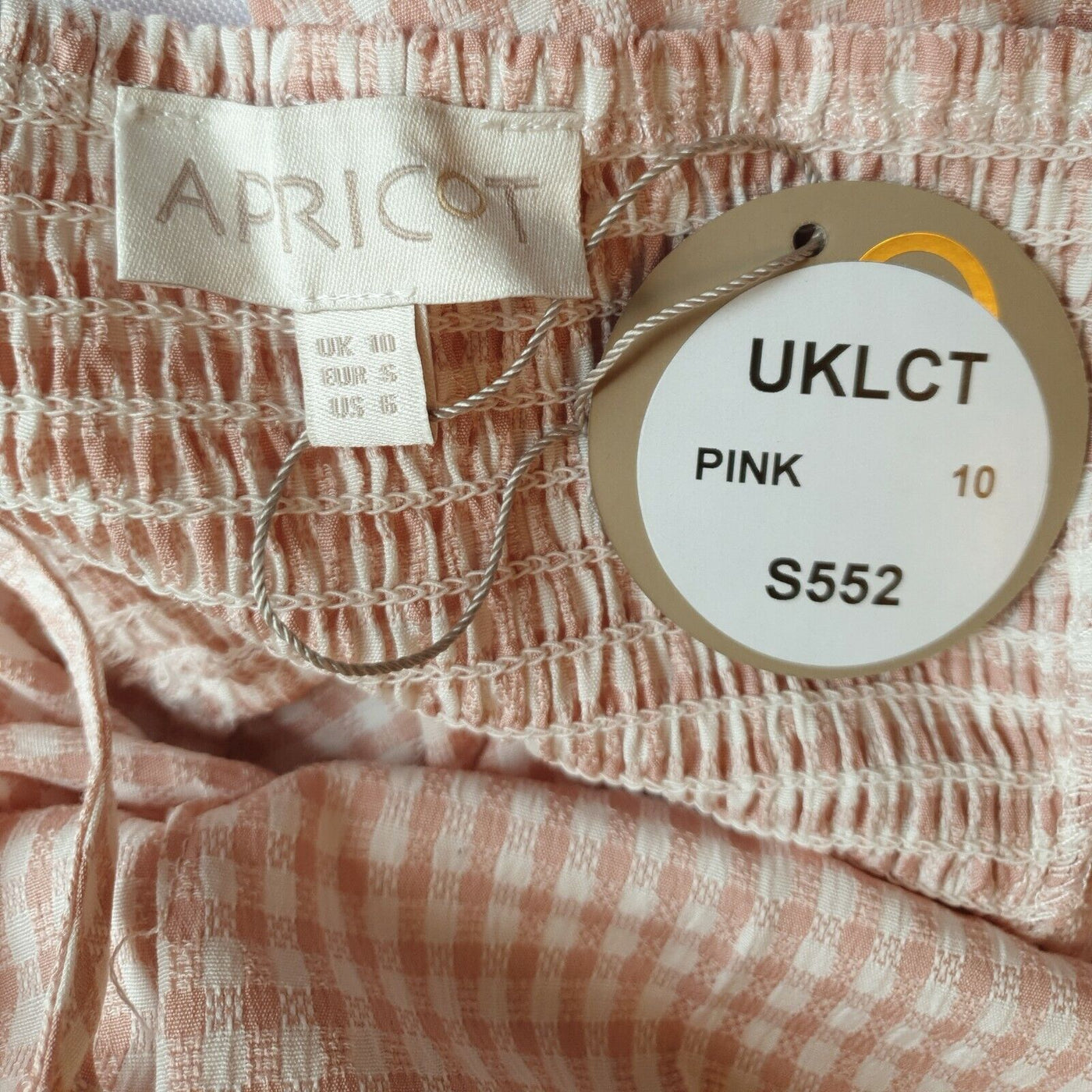 Apricot Check Open Back Pink high low Dress Size 10****Ref V26