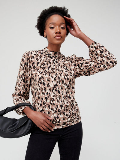 Bubble Hem Shell Blouse - Animal Print. UK 12. V390