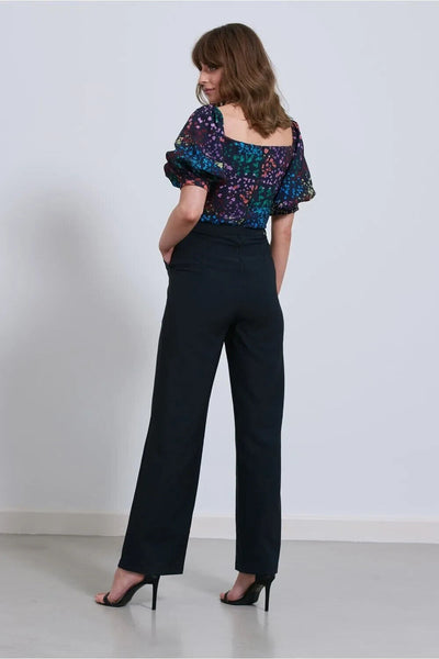 PUFF SLEEVE SWEETHEART NECK MULTI PRINT JUMPSUIT. UK 10. XBOX8