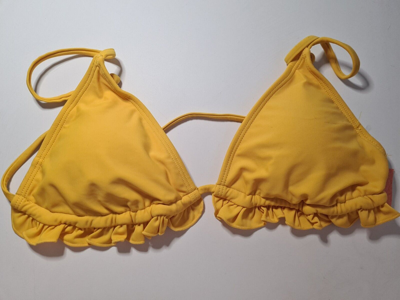 River Island Orange/Yellow Frill Triangle Bikini Top Size 10 **** V82