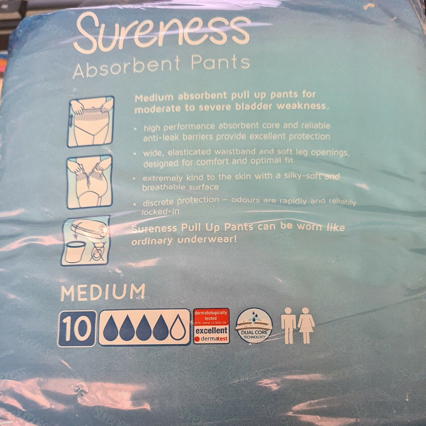 10 Sureness Absorbent Pants Size Medium Women and Men Ref Y