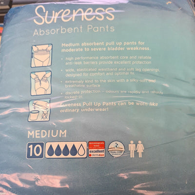 10 Sureness Absorbent Pants Size Medium Women and Men Ref Y