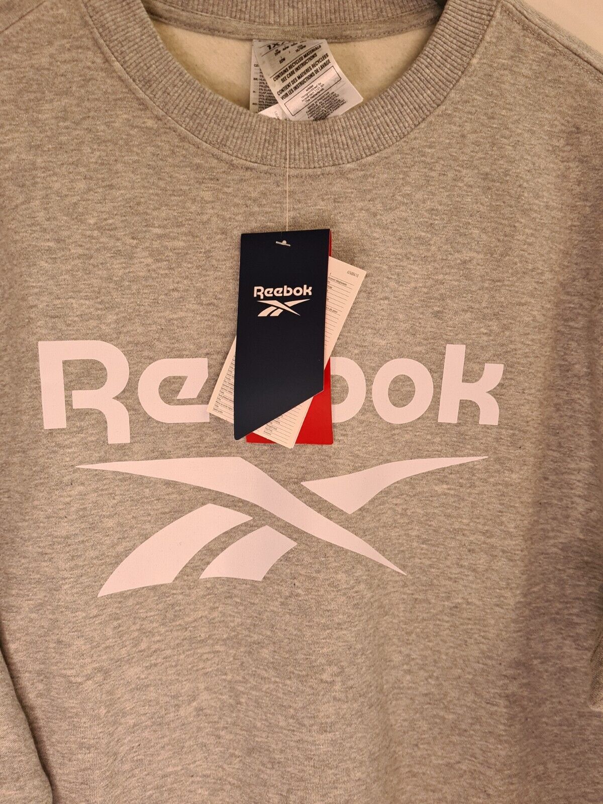 Reebok Womens Grey Identity Logo Fleece Crew Sweatshirt Size 1X/20-22 **** V32