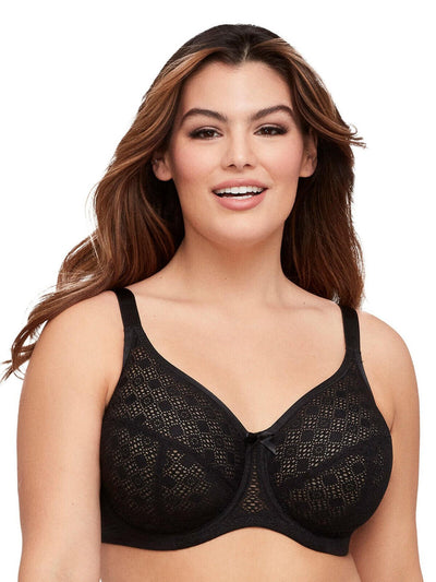 Glamorise Lace Comfort Wonderwire Black Bra Size 48DD