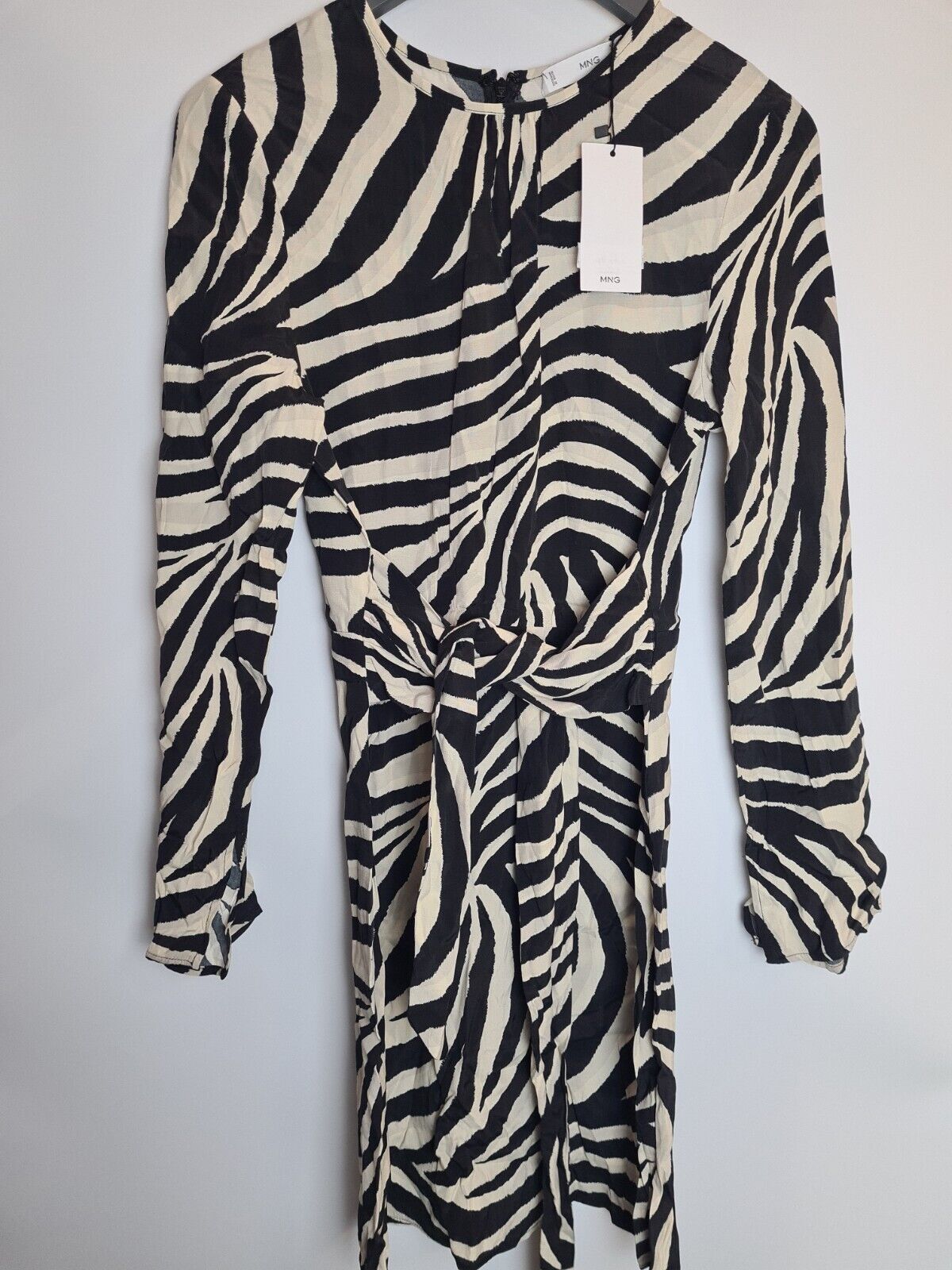 Mango Tie Front Zebra Print Mini Dress ' Monday ' Size 8 **** V140