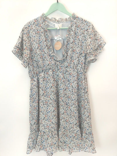 Apricot Blue Floral Dress. UK 10 **** Ref V314