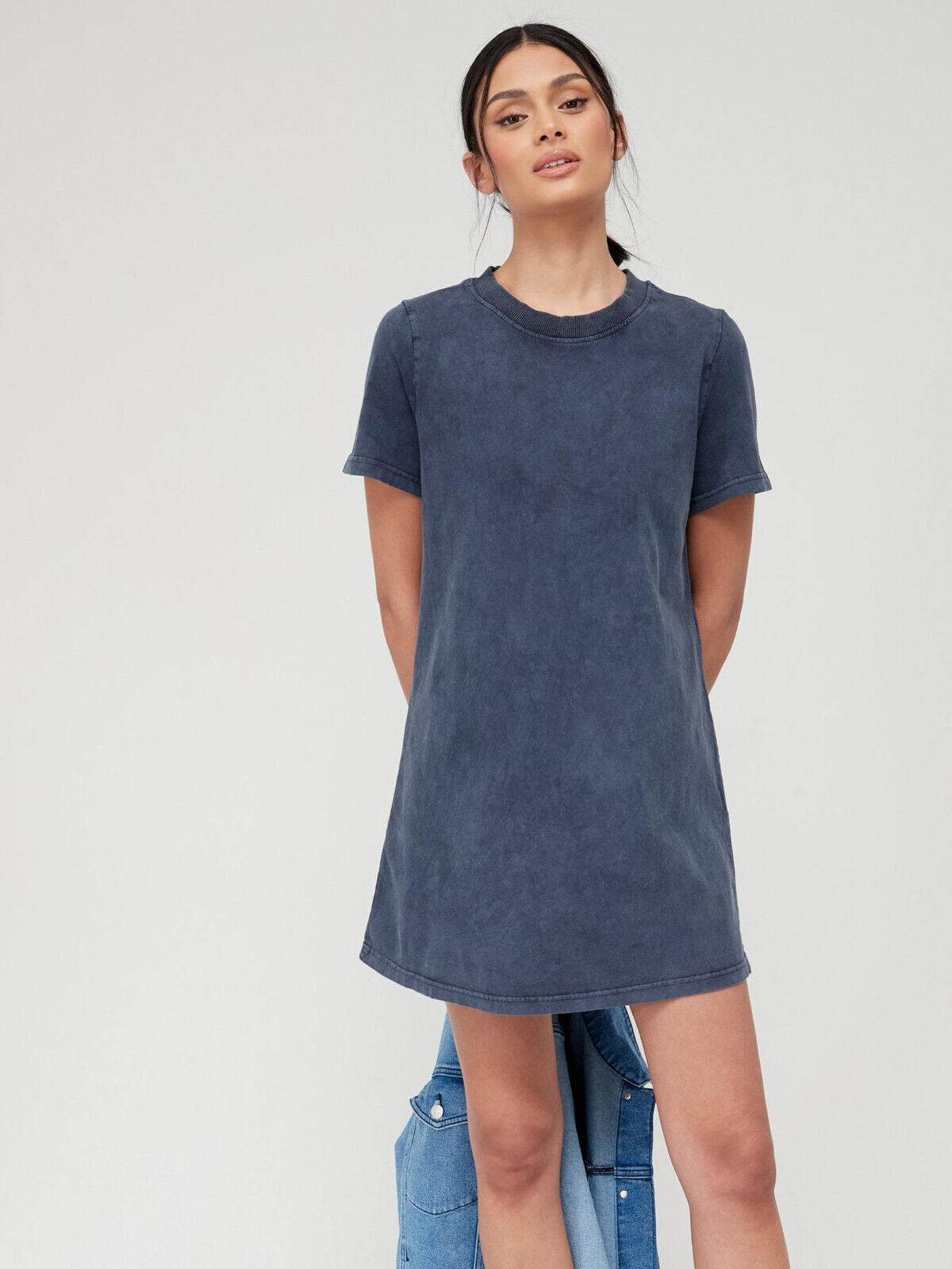 Womens T-Shirt Dress - Acid Wash Black. UK 12. ****V436