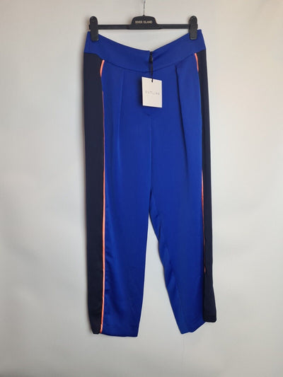 Outline Devon Piped Satin Blue Trousers Size 14 **** VH5