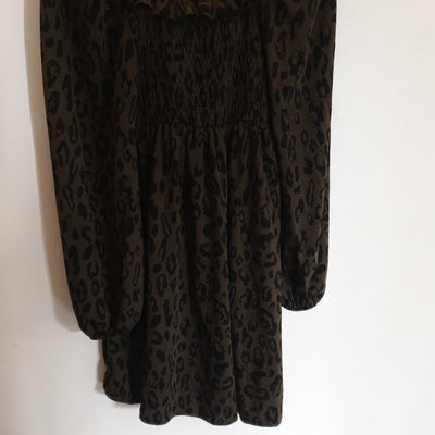 River Island Khaki Animal Print Dress Size 6 ****Ref V349