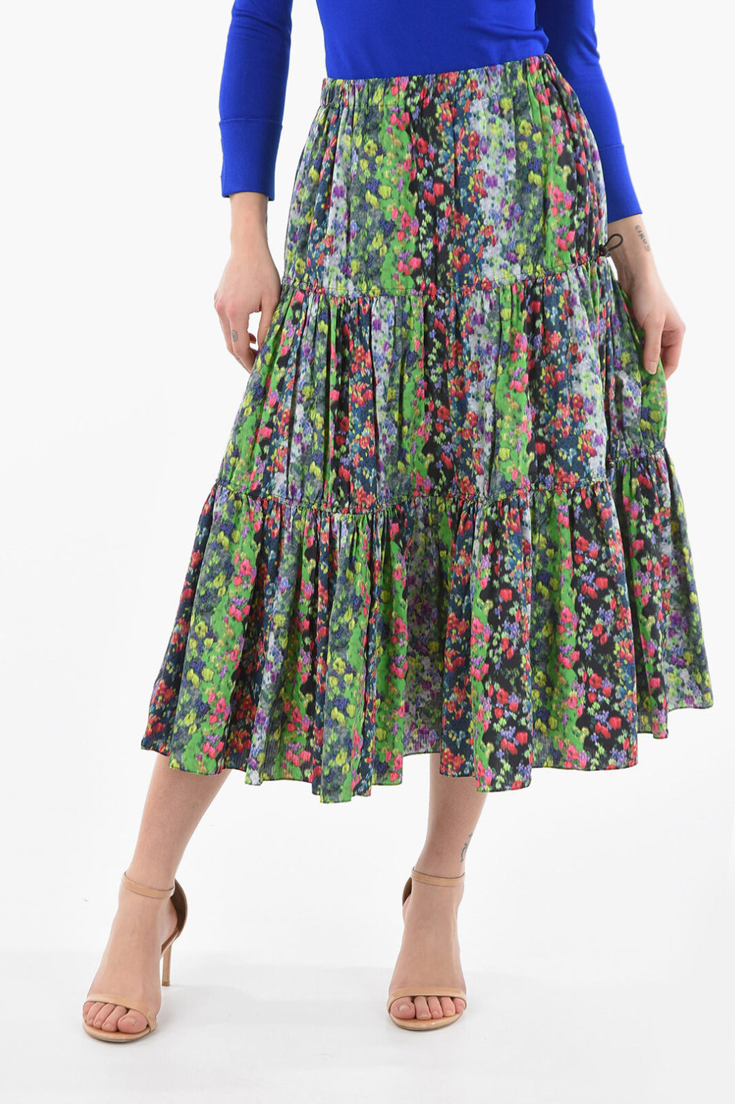 Kenzo High Waisted Flared Maxi Skirt. Floral Print With Drawstring. UK 6. **V384