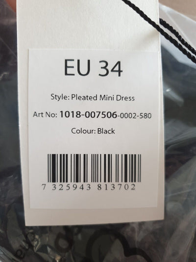 NA-KD Pleated Mini Dress Black EU34 8 ****Ref V537