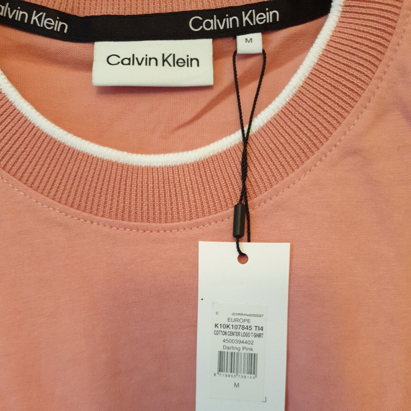 Calvin Klein Cotton Centre Logo Tshirt Pink Size M ****Ref V189