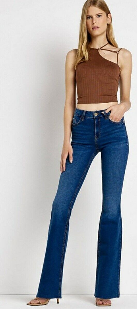 River Island Petite Mid Rise Flare Vanity Jeans Uk Petite 10****Ref V540