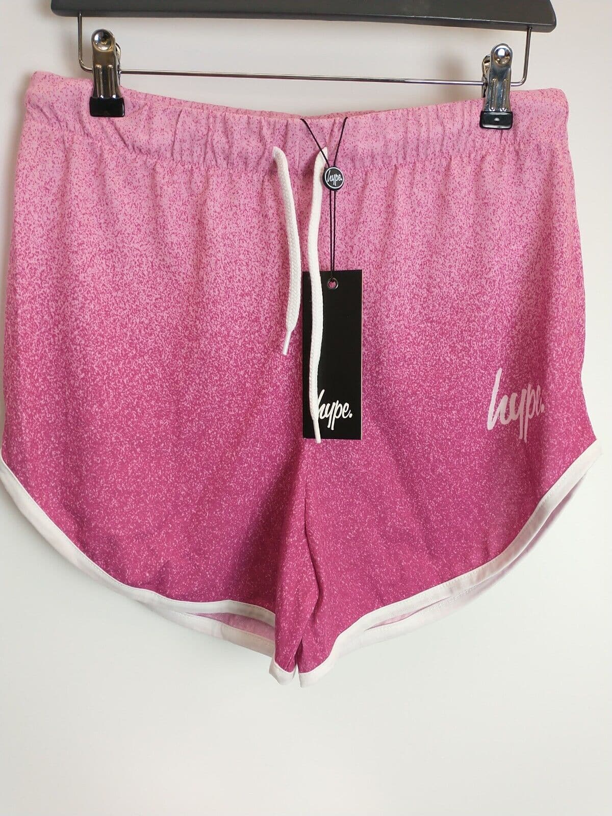 Hype Girls Pink Speckle Fade Script Runner Shorts Size 14 Years **** V126