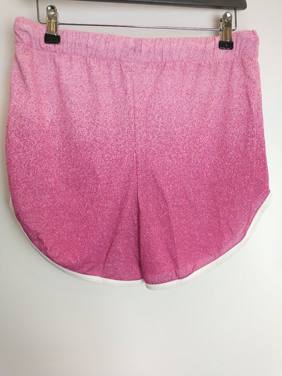 Hype Girls Pink Speckle Fade Script Runner Shorts Size 14 Years **** V126