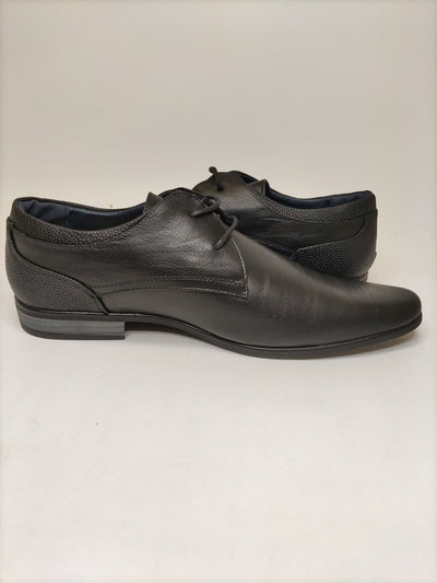 River Island BLACK FAUX LEATHER DERBY SHOES. Black. UK 9. ****VS2