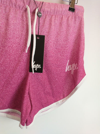 Hype Girls Pink Speckle Fade Script Runner Shorts Size 15 Years **** V91