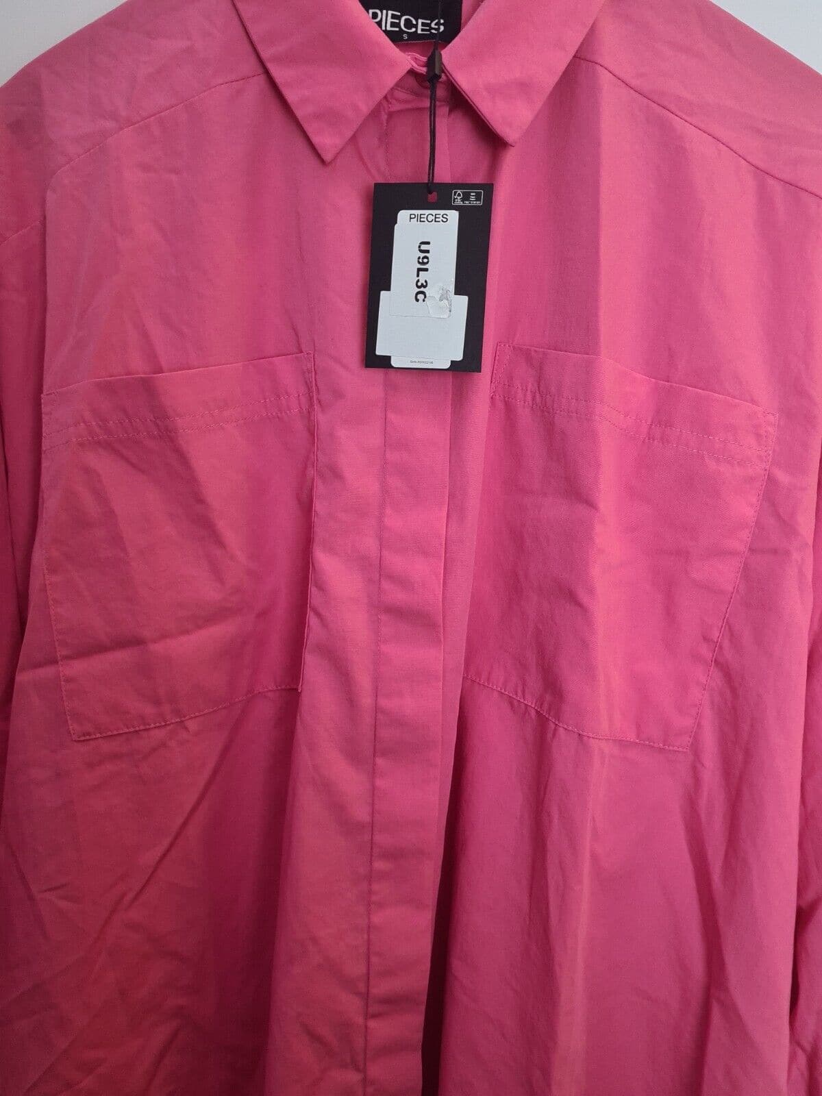 Pieces Womens Pink Oversized Long Sleeve Shirt Size Small **** V57