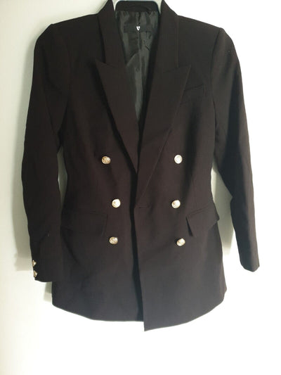 Long Line Military Jacket- Black Uk8