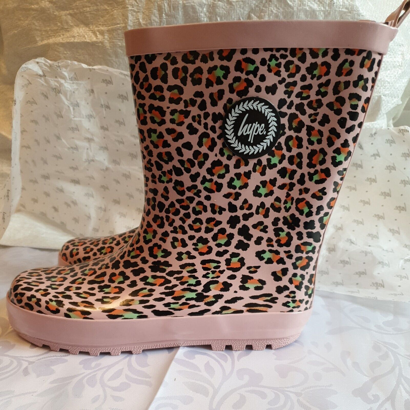 Hype Kids Disco Leppard Print Wellies UK 2-2.5 **** V271